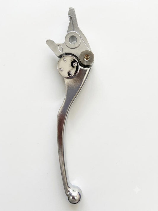 Universal Adjustable Motorcycle Brake Lever – Polished Chrome Aluminum Replacement Handle, 4-Position Reach Adjuster