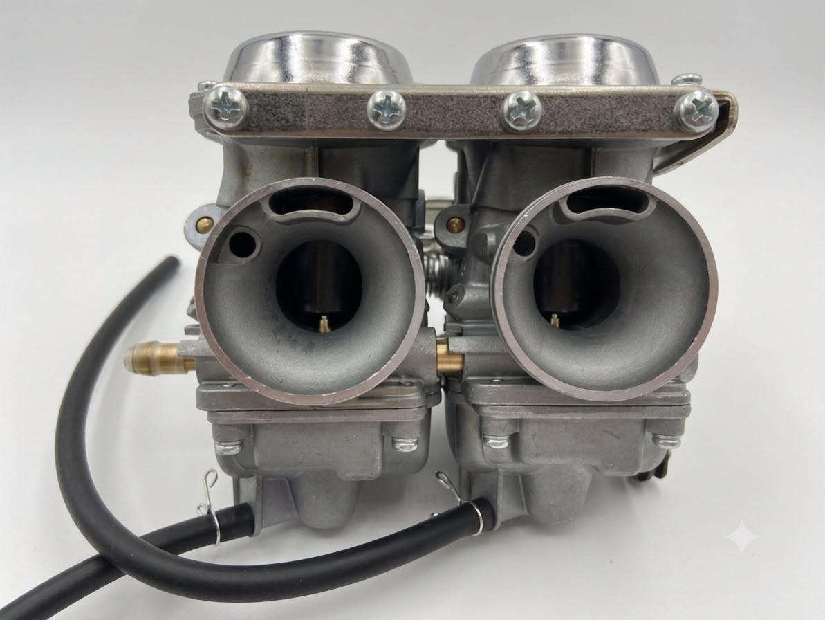 High-Performance Twin Carburetor Assembly for Dual-Cylinder Engines