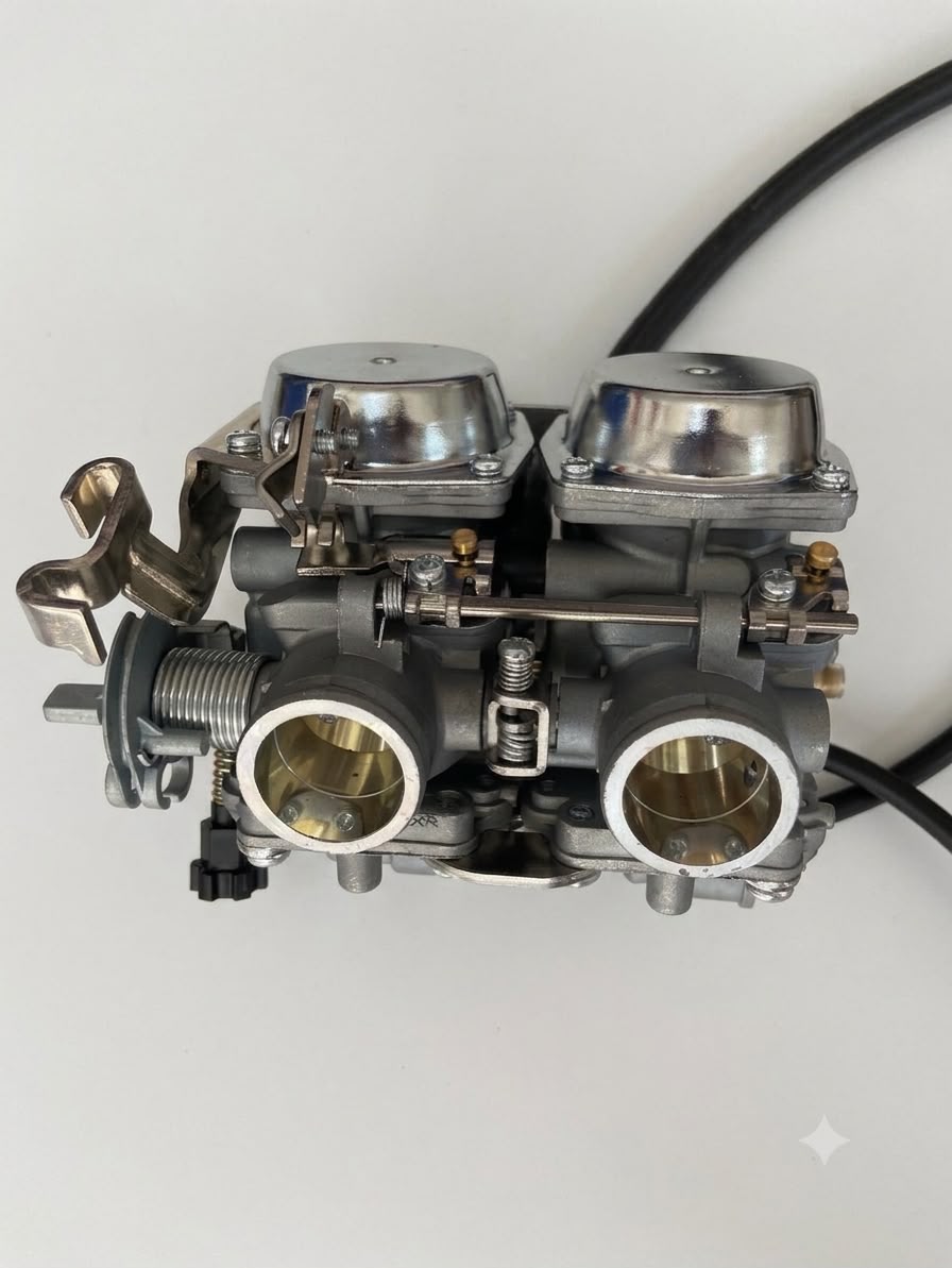 High-Performance Twin Carburetor Assembly for Dual-Cylinder Engines