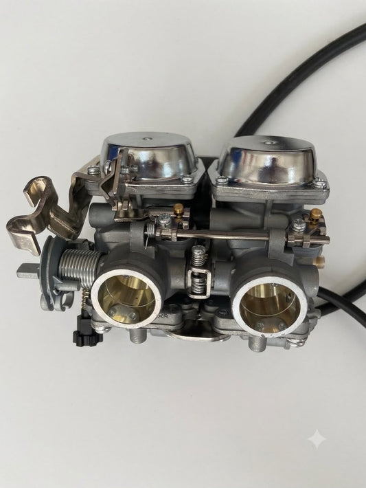 High-Performance Twin Carburetor Assembly for Dual-Cylinder Engines