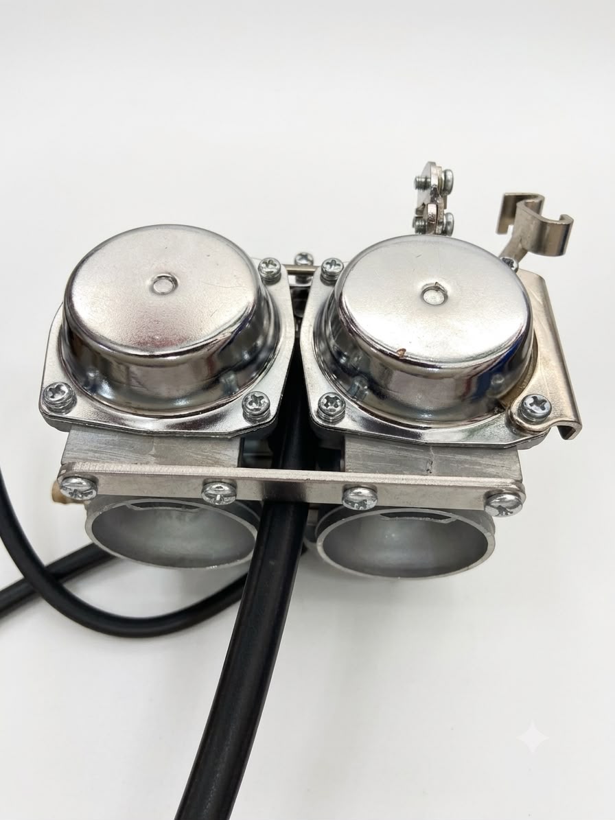High-Performance Twin Carburetor Assembly for Dual-Cylinder Engines